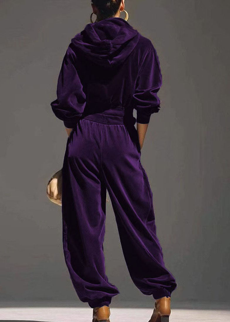 Ensemble Femme Deux Pièces Style Vintage avec Haut à Capuche et Sarouel 3