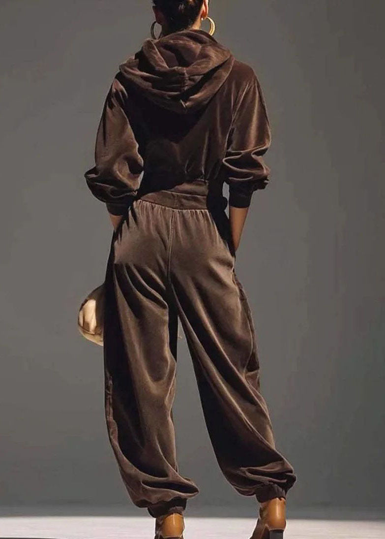 Ensemble Femme Deux Pièces Style Vintage avec Haut à Capuche et Sarouel 4