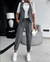 Ensemble Femme Gilet et Pantalon Rayé Tissu Léger Casual 9