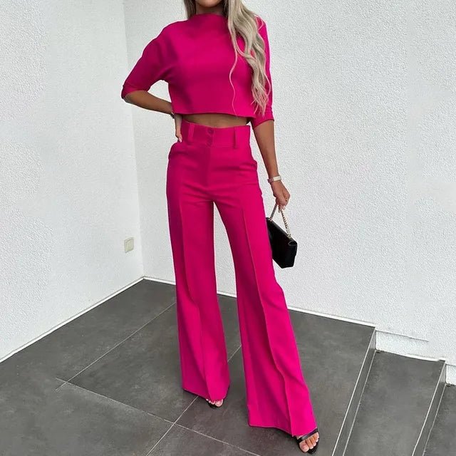 Ensemble Femme Haut Court et Pantalon Taille Haute 3