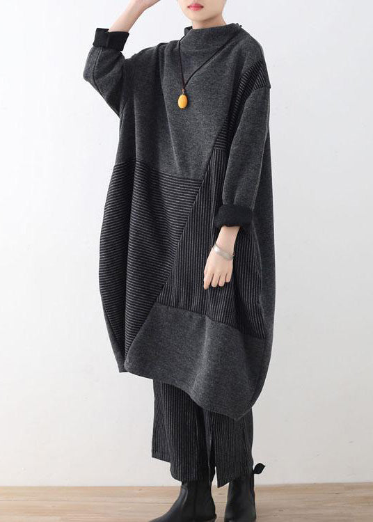 Ensemble Femme Pull à Rayures et Pantalon à Jambes Larges 2