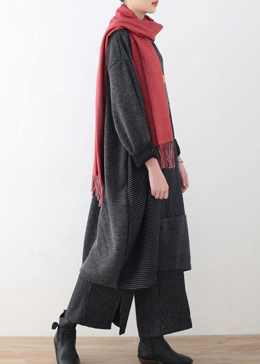 Ensemble Femme Pull à Rayures et Pantalon à Jambes Larges 3