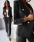 Ensemble Femme Tailleur Pantalon Chic en Tissu Mélangé 4