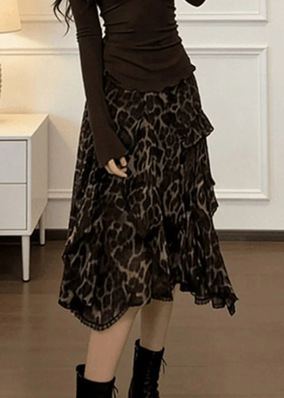 Ensemble Femme Top Imprimé Col V et Jupe Trapèze Automne 3