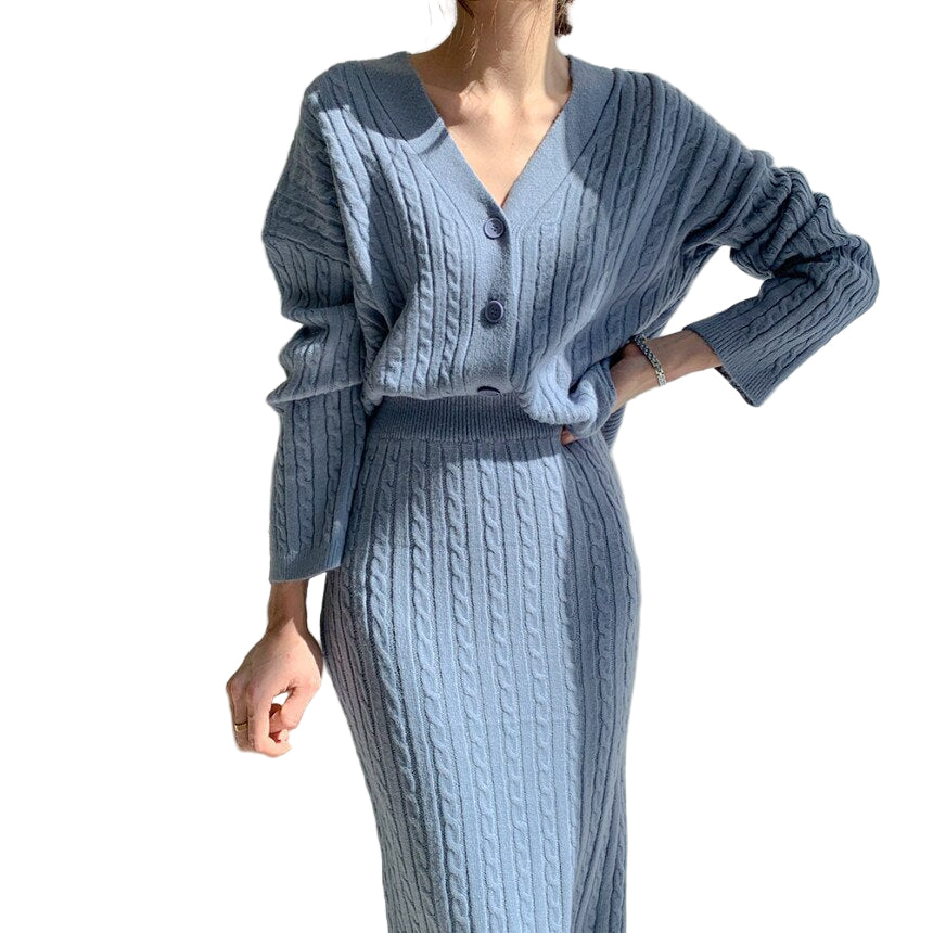 Ensemble Femme Top Tricoté et Jupe Chic 0