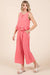 Ensemble Femme Top à Volants en Lin et Pantalon 2