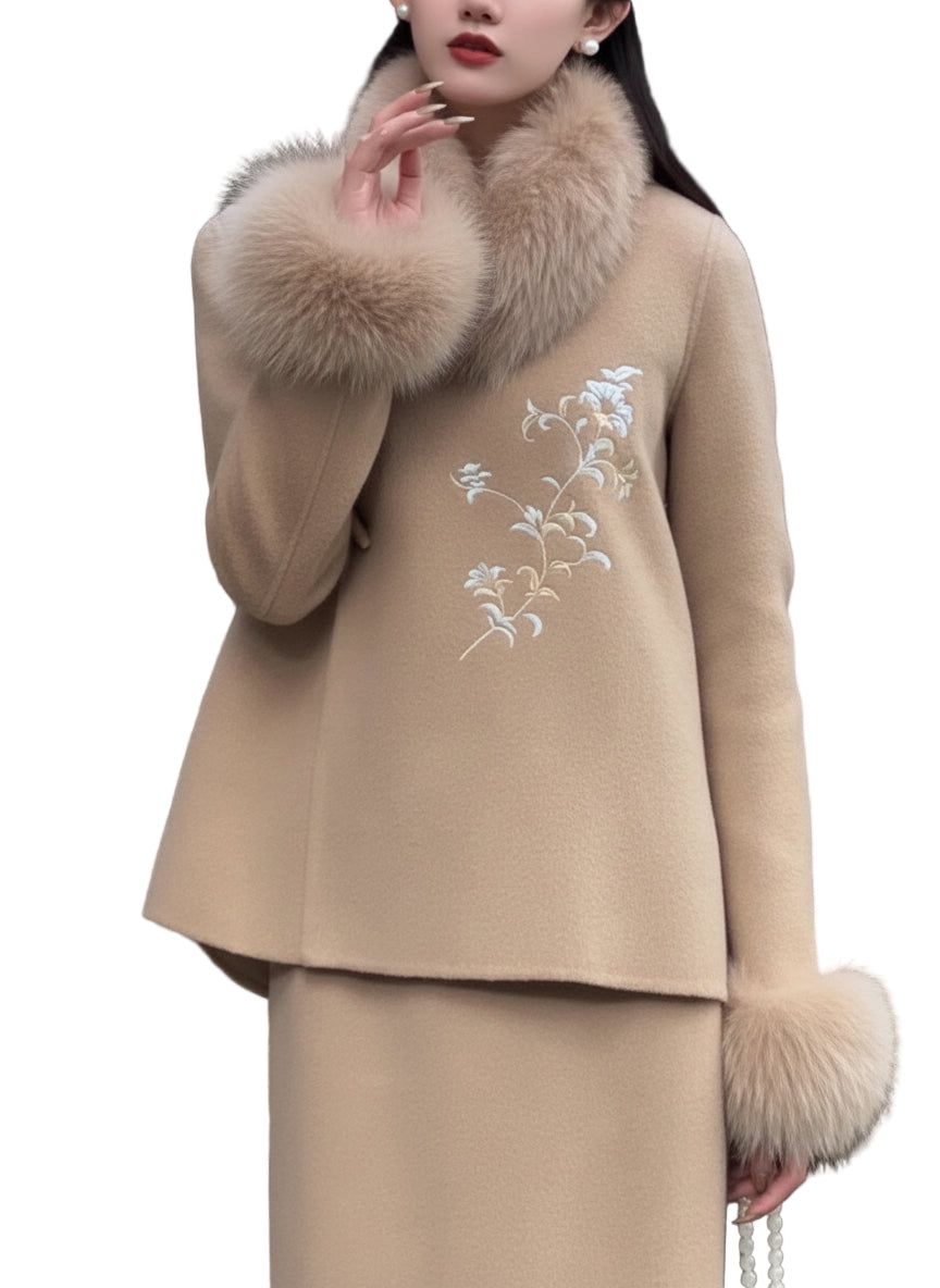 Ensemble Femme en Laine à Col en Fourrure 1