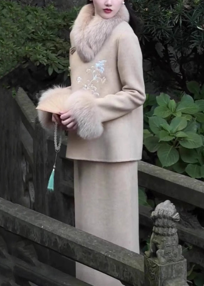 Ensemble Femme en Laine à Col en Fourrure 3