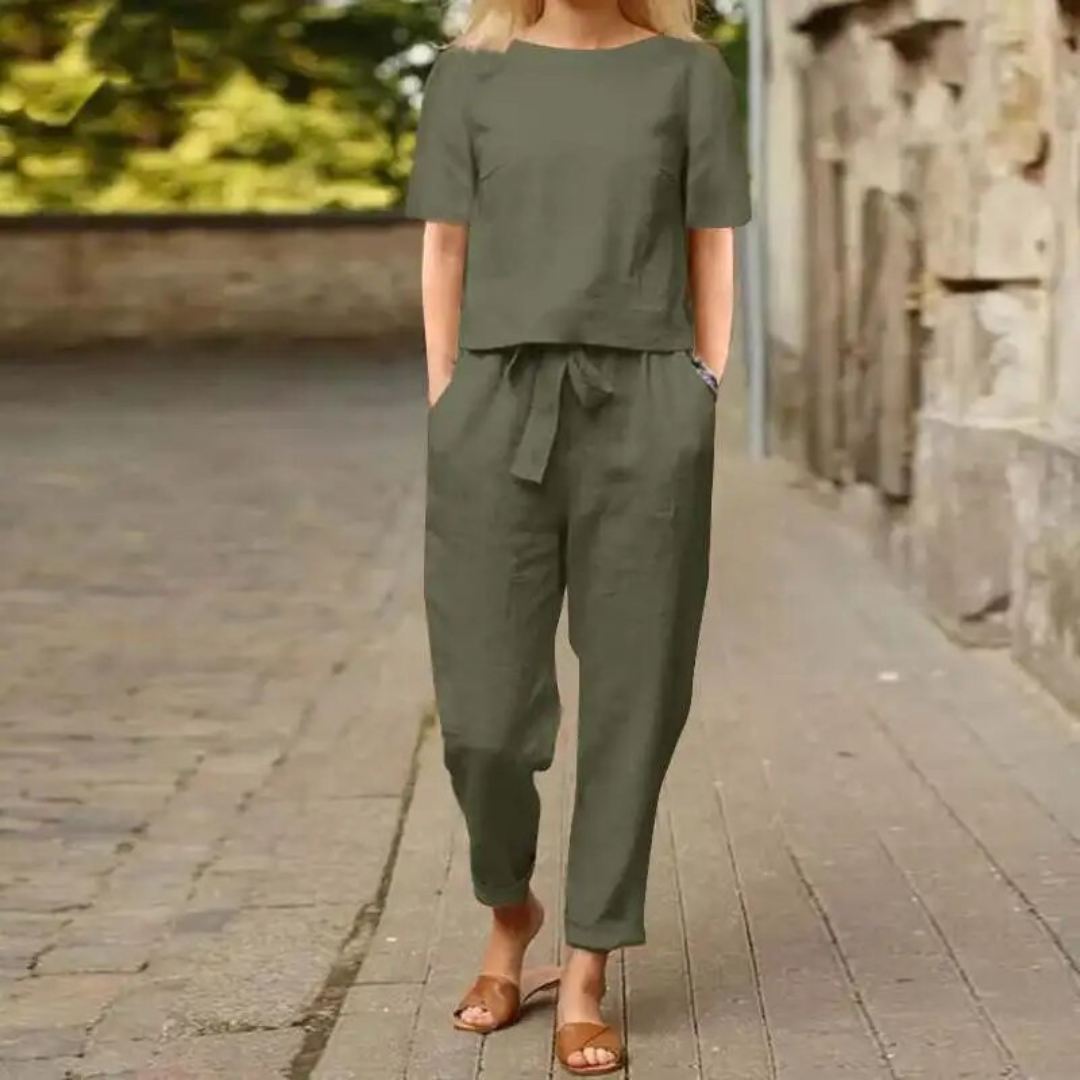 Ensemble Femme en Lin à Deux Pièces avec Pantalon et Haut 4