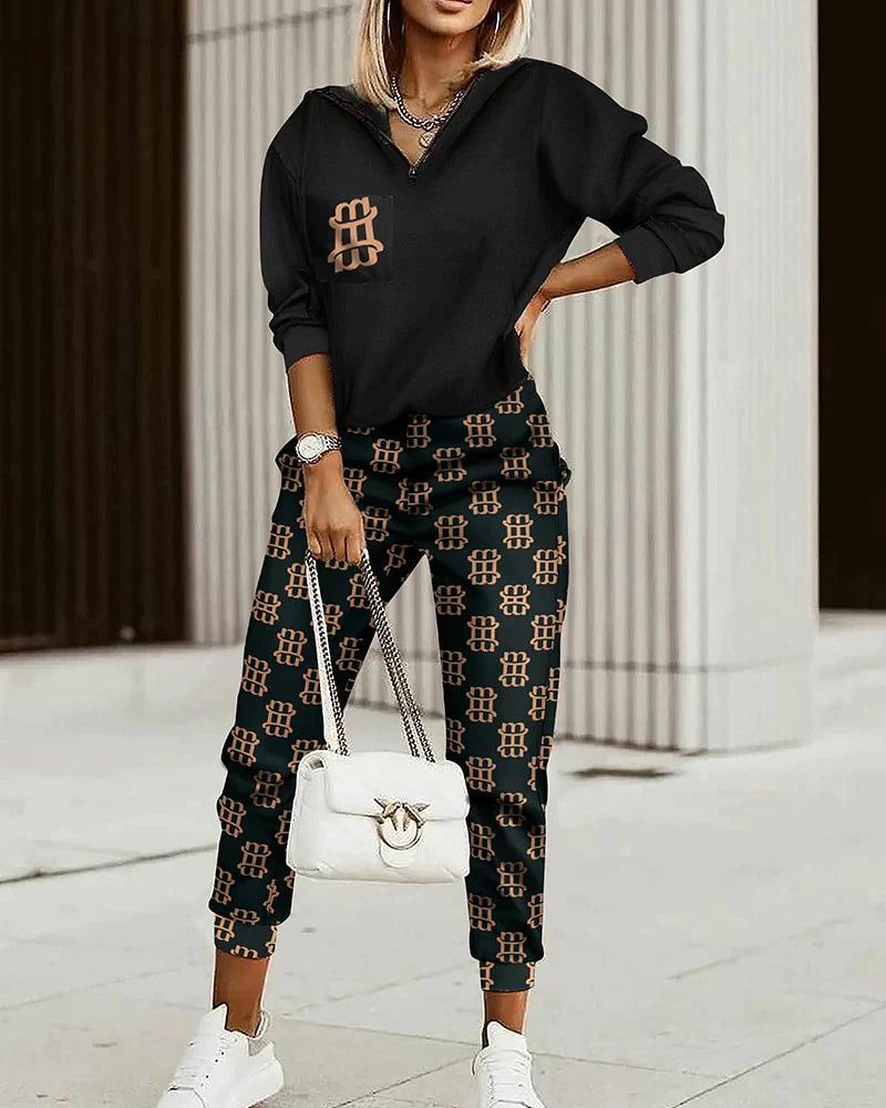 Ensemble Jogging Femme Monogram Coupe Moderne Tissu Mélangé 5