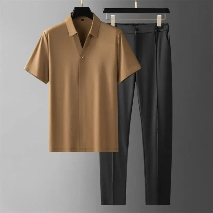 Ensemble Pour Hommes Polo Pantalon Tweed Respirant 9