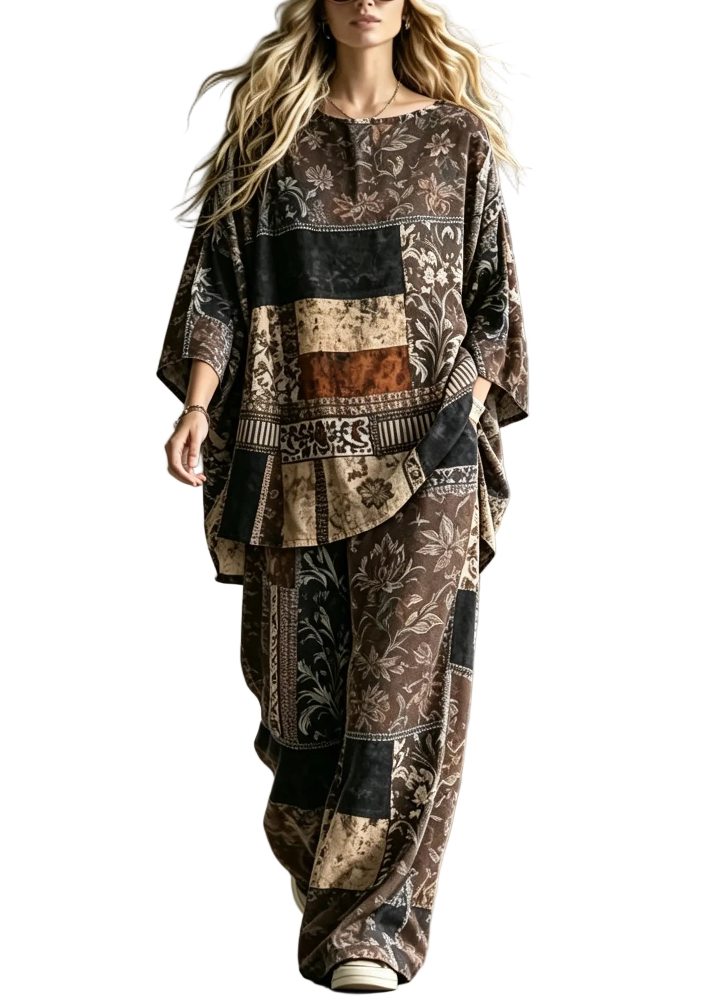 Ensemble Pyjama Femme Deux Pièces Imprimé Col Rond Grande Taille Été 0