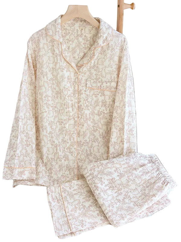 Ensemble Pyjama Floral à Manches Longues pour Femme 0