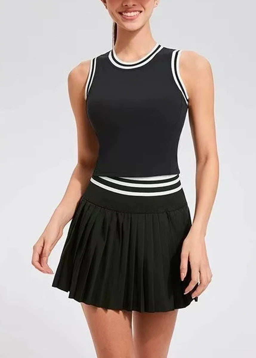 Ensemble Sport Femme Décontracté Col Rond avec Short Intégré 1