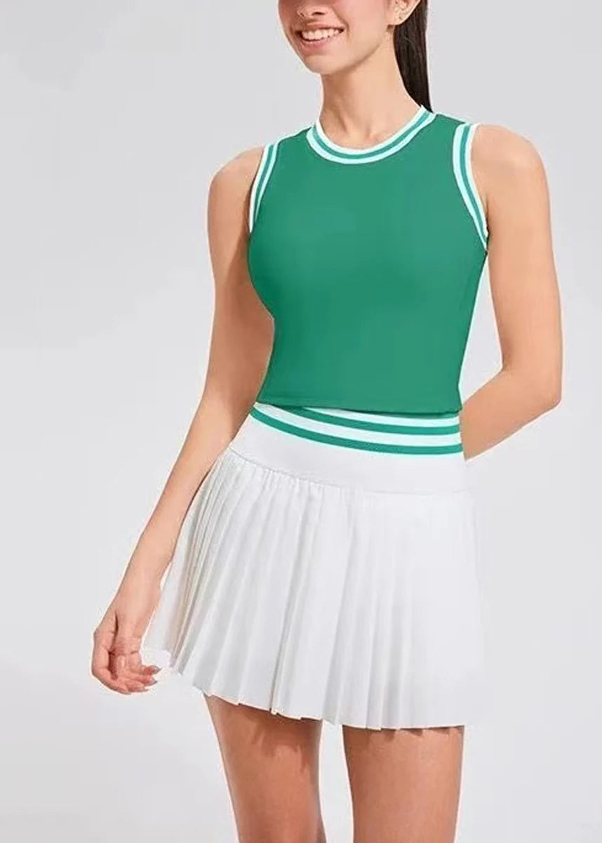 Ensemble Sport Femme Décontracté Col Rond avec Short Intégré 2