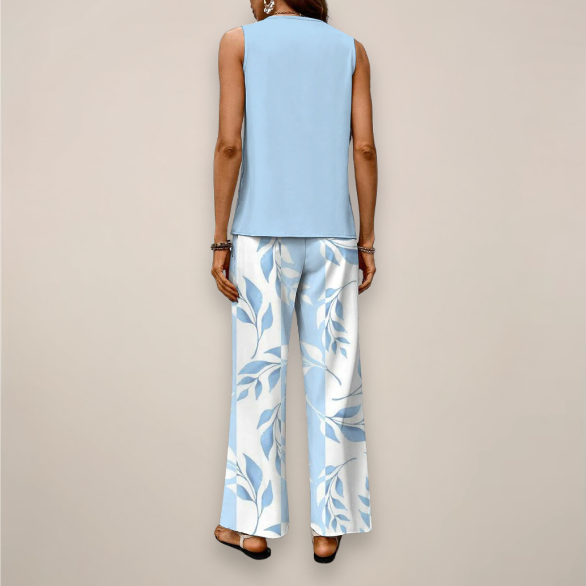 Ensemble à Jambes Larges Imprimé pour Femmes Printemps 2