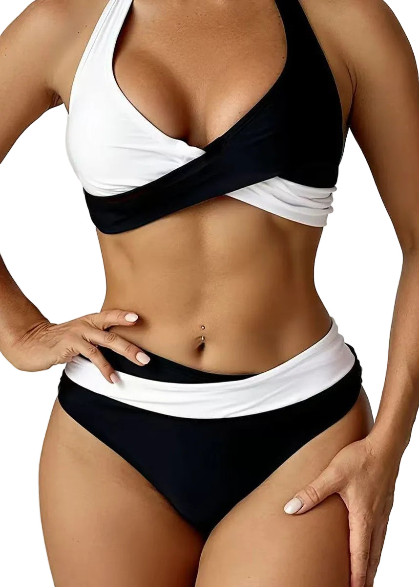 Ensemble de Maillot de Bain Femme Asymétrique Color Block 1