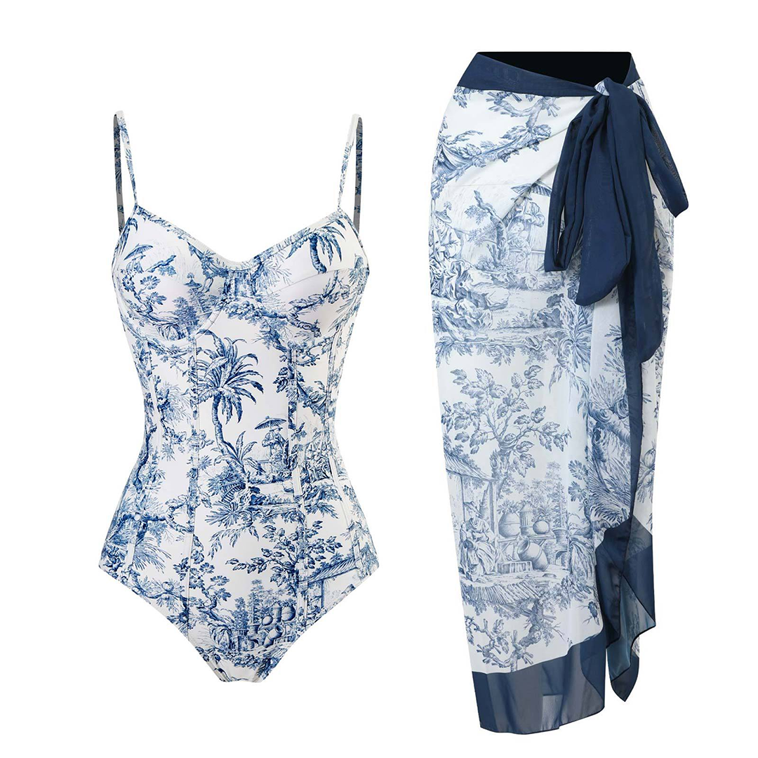 Ensemble de Maillot de Bain Femme avec Écharpe 0