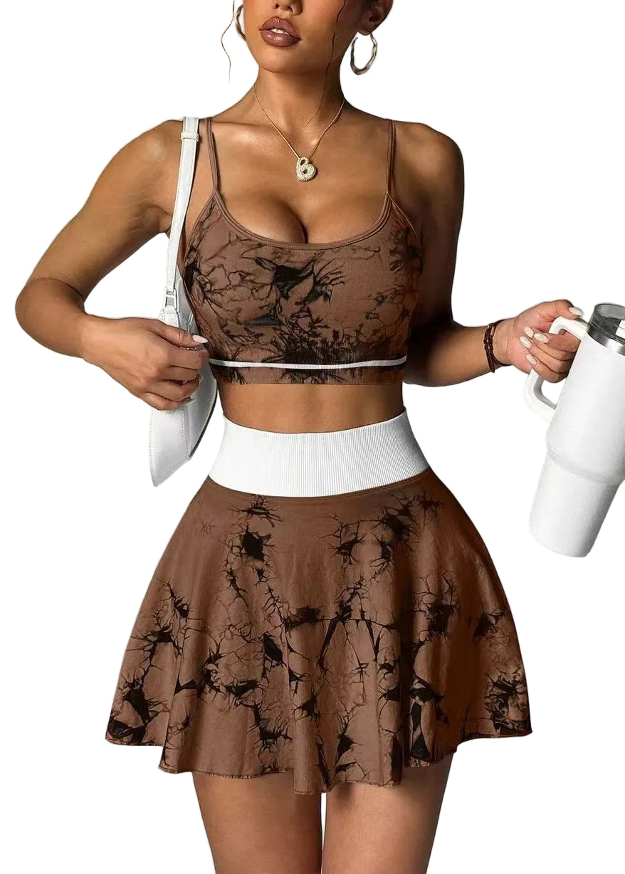 Ensemble de Sport Femme Imprimé Café Été 2