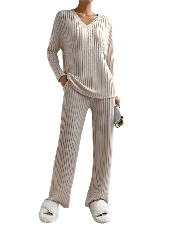 Ensemble de détente en tricot côtelé pour femmes 0