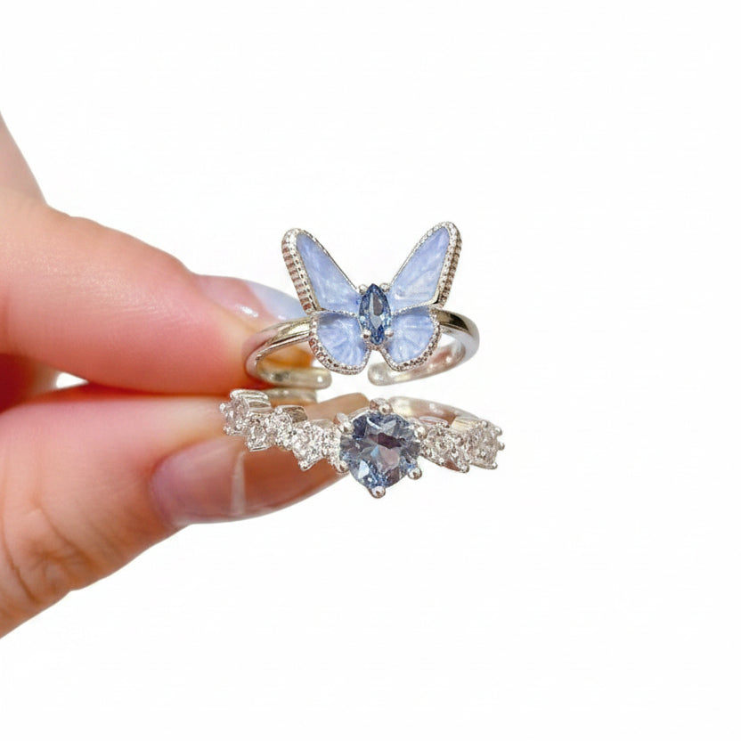 Ensemble de deux bagues papillon pour femme 0