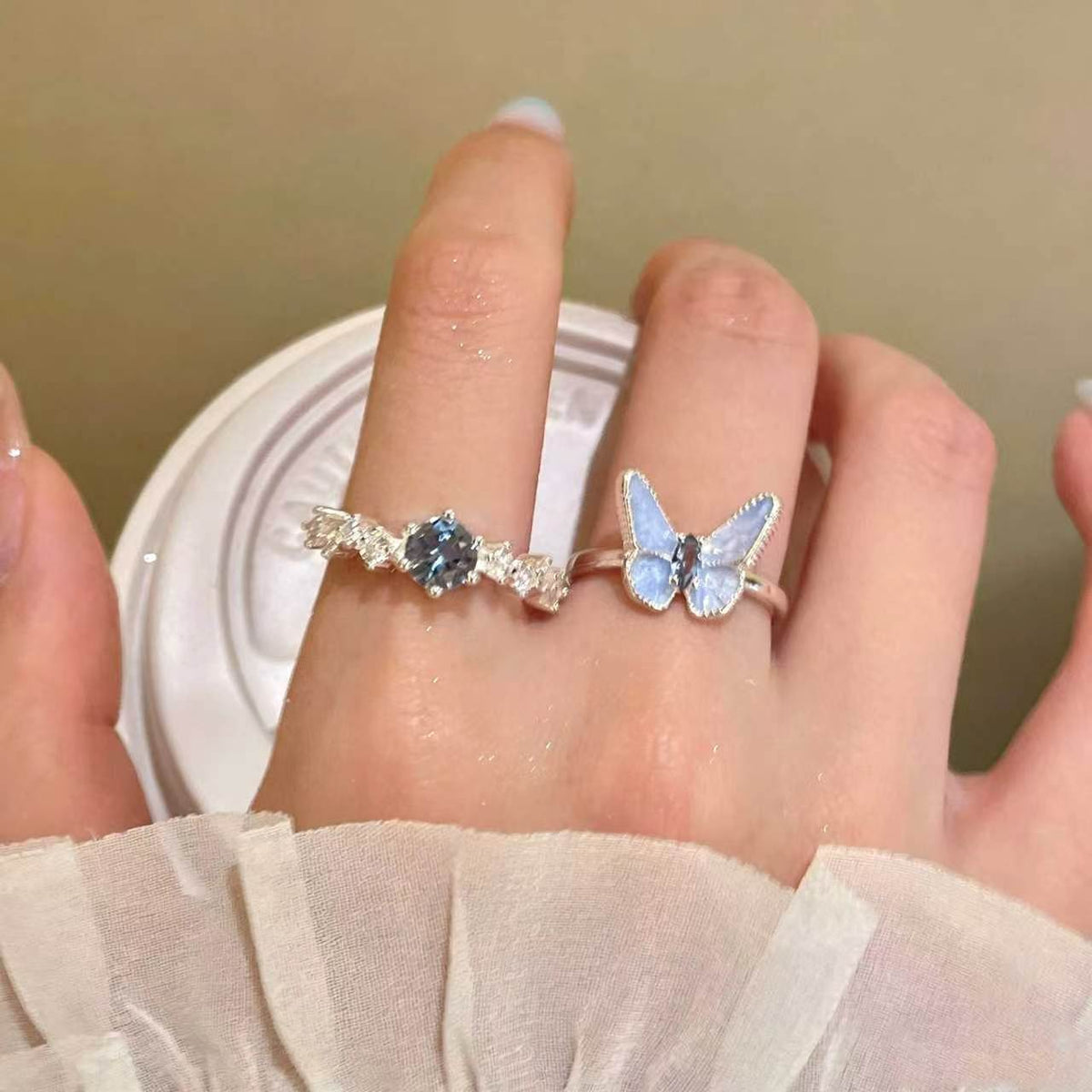 Ensemble de deux bagues papillon pour femme 2