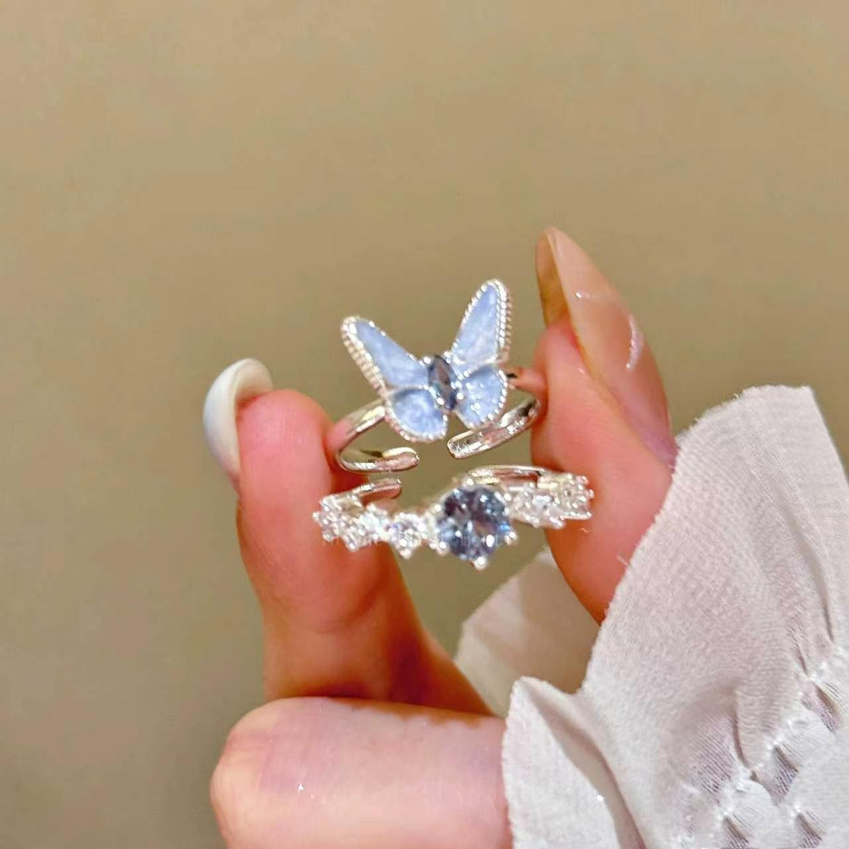 Ensemble de deux bagues papillon pour femme 5