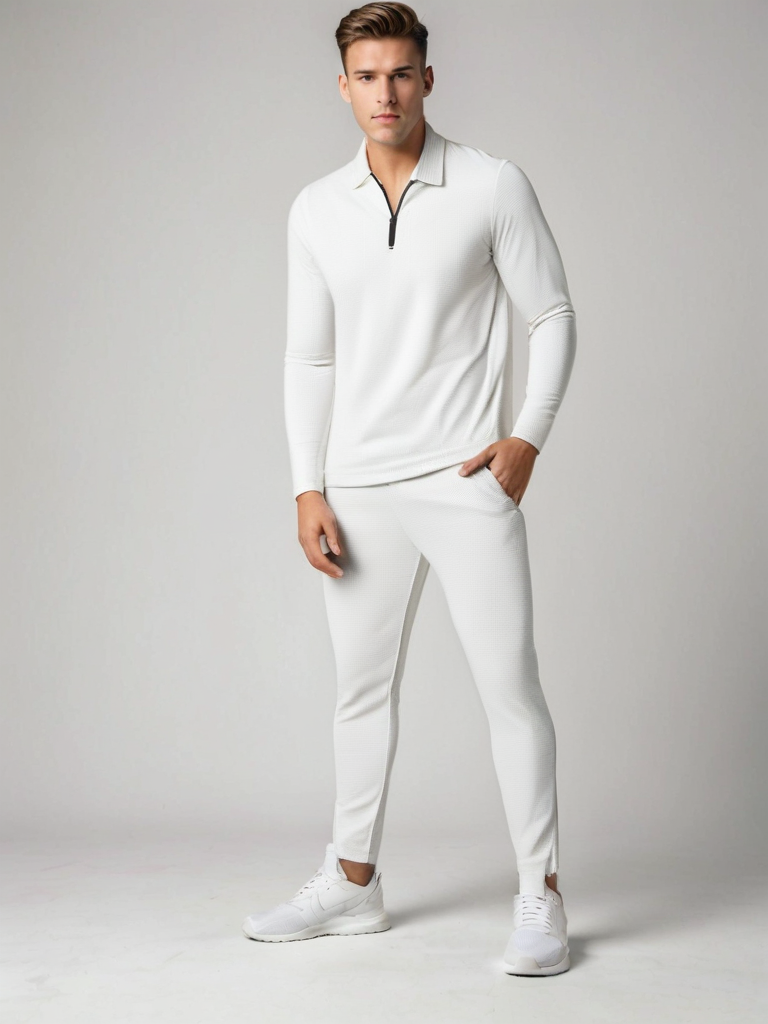 Ensemble de survêtement pour homme à manches longues et fermeture éclair 1