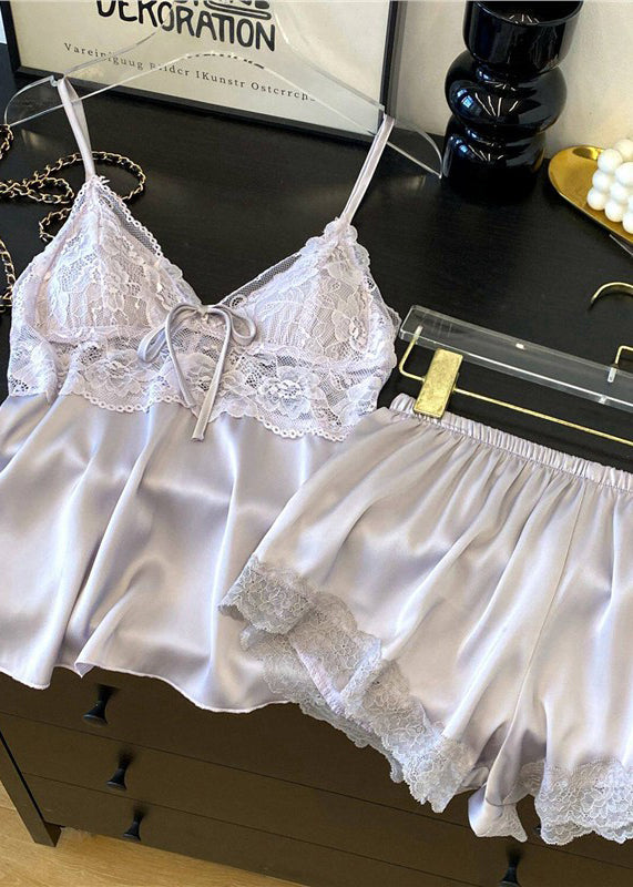 Ensemble lingerie femme dos nu dentelle patchwork 3