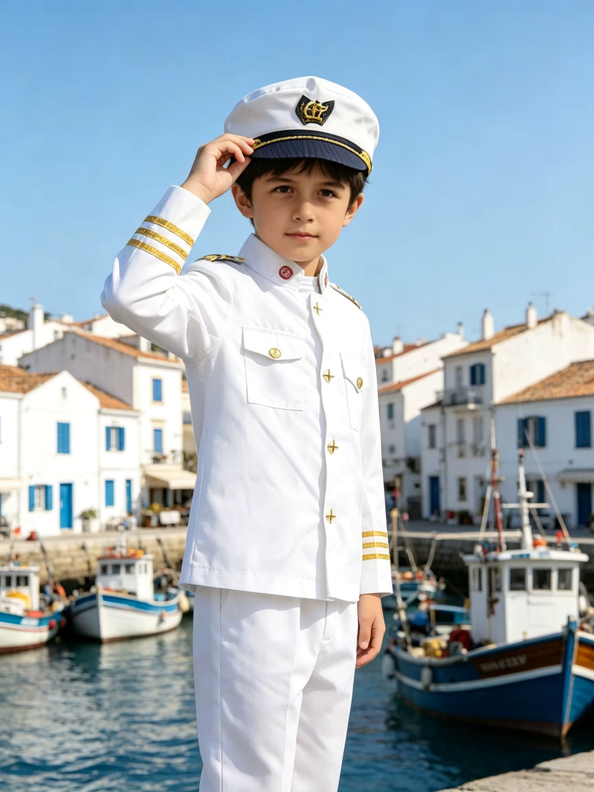 Ensemble uniforme de capitaine pour enfants style cosplay 0