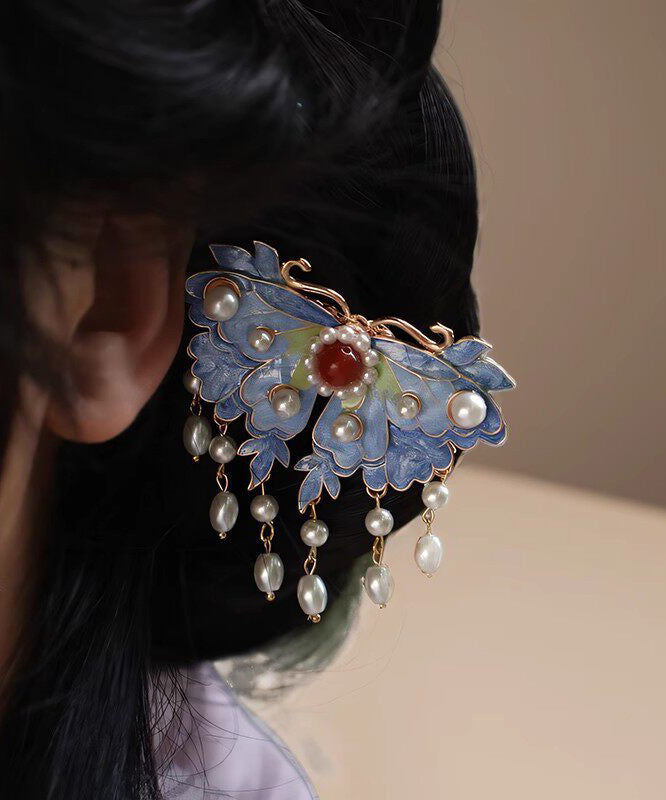 Épingle à cheveux féminine style chinois avec pampilles et perles 2