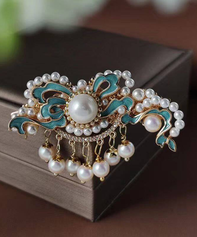 Épingle à cheveux féminine style chinois avec pampilles et perles 3