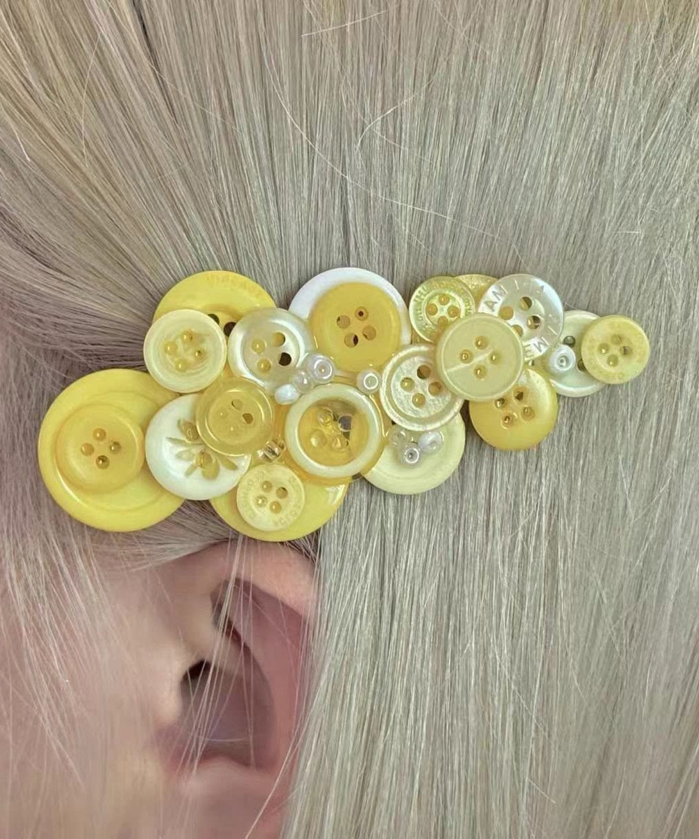 Épingle à cheveux femme style bouton bleu taillé 2