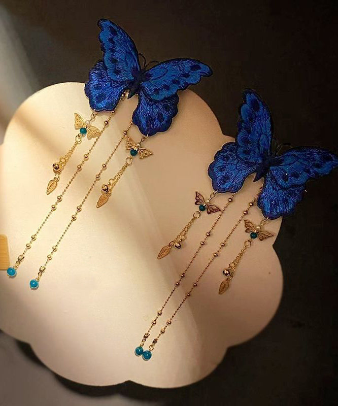 Épingle à cheveux femme style chinois avec broderie et pompon papillon 2