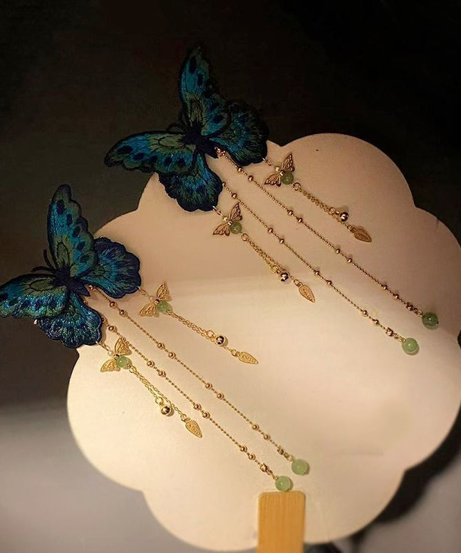 Épingle à cheveux femme style chinois avec broderie et pompon papillon 3