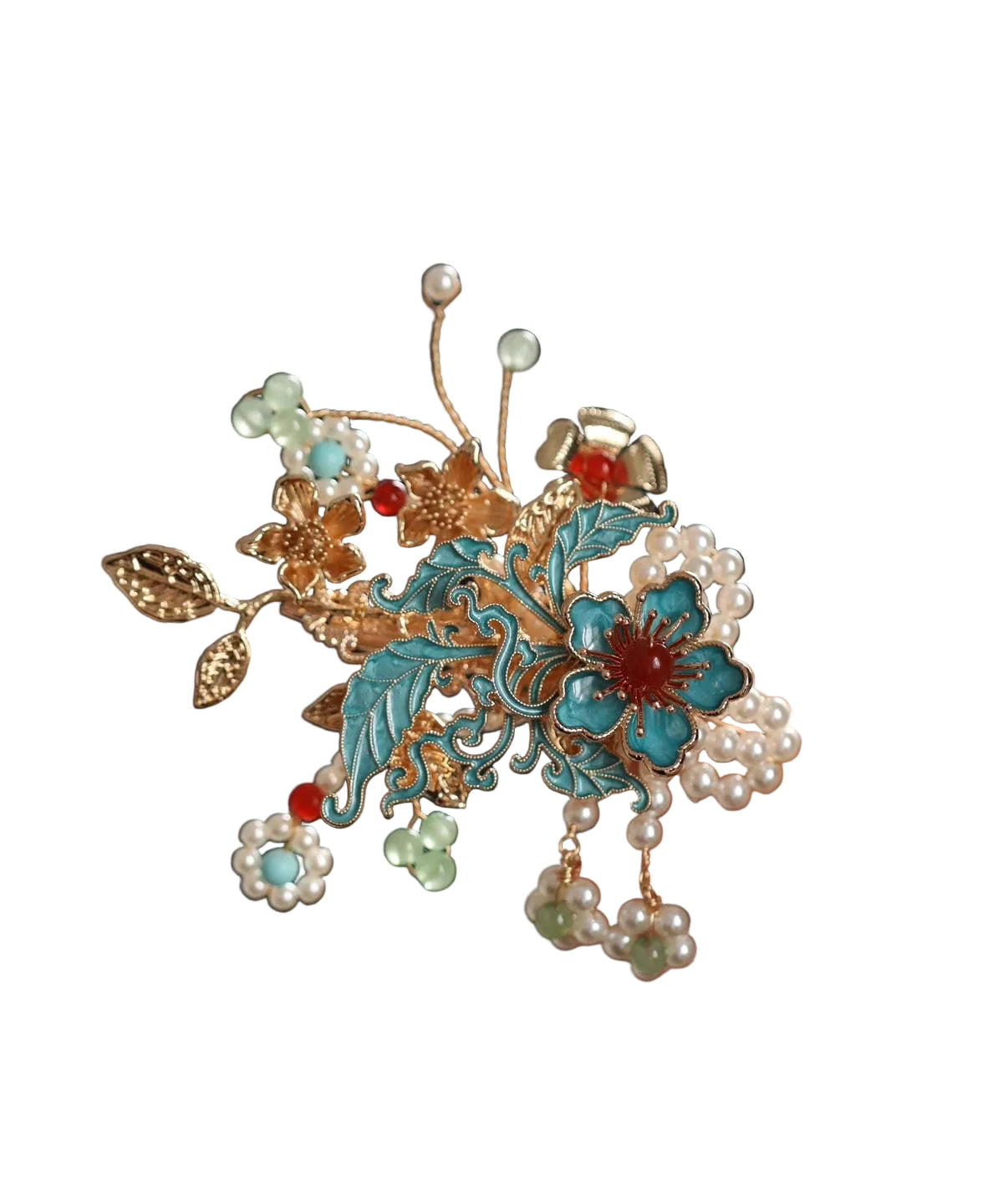 Épingle à cheveux femme style floral avec pompon multicolore 0