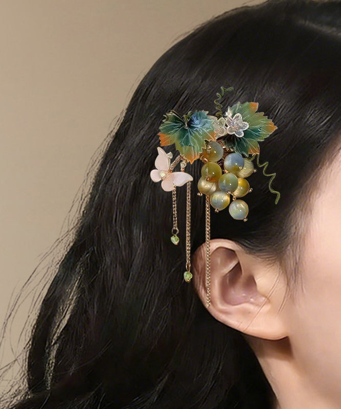 Épingle à cheveux femme style pompon en résine métallique 4