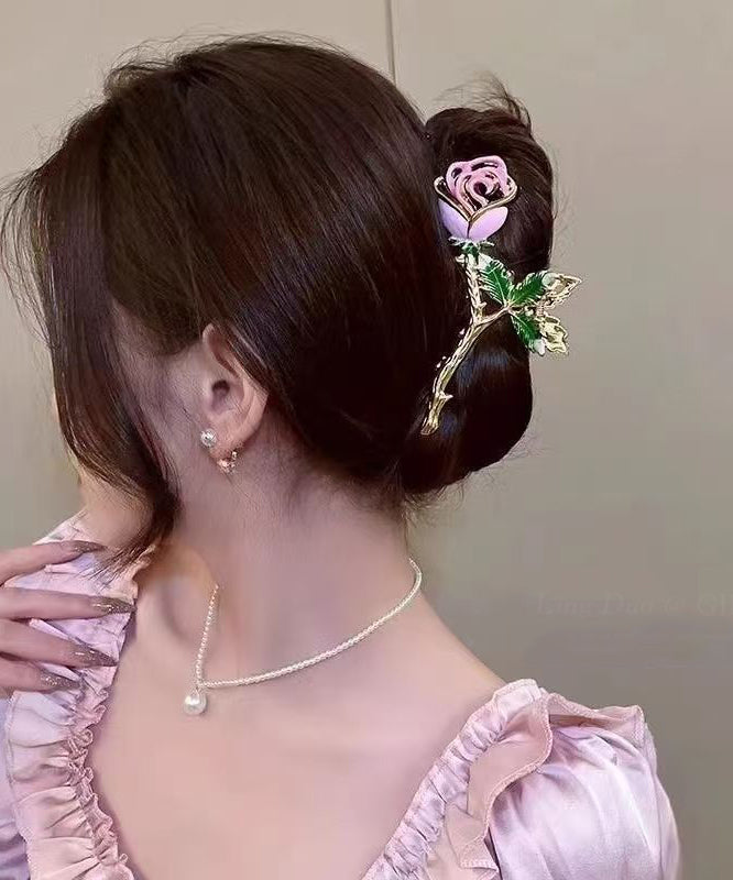 Épingle à cheveux pour femme style boutique avec zircon rose 1