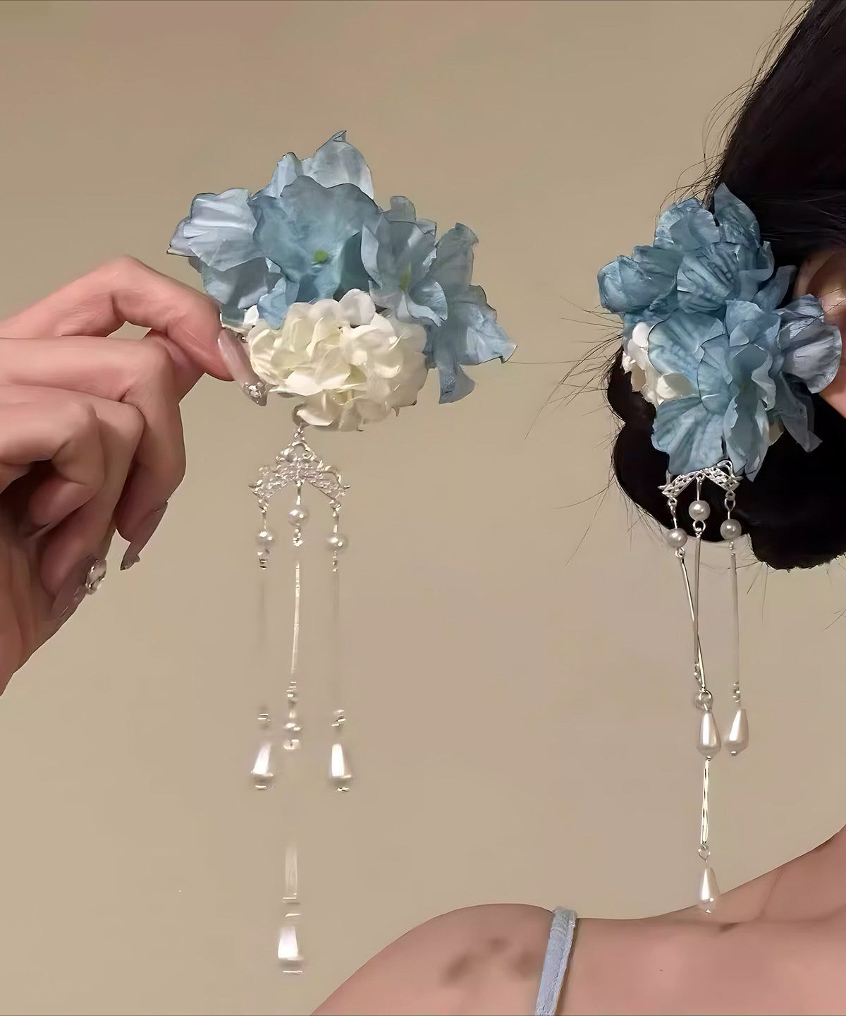 Épingles à Cheveux Florales Pour Femme Style Pompon Artisanales 0