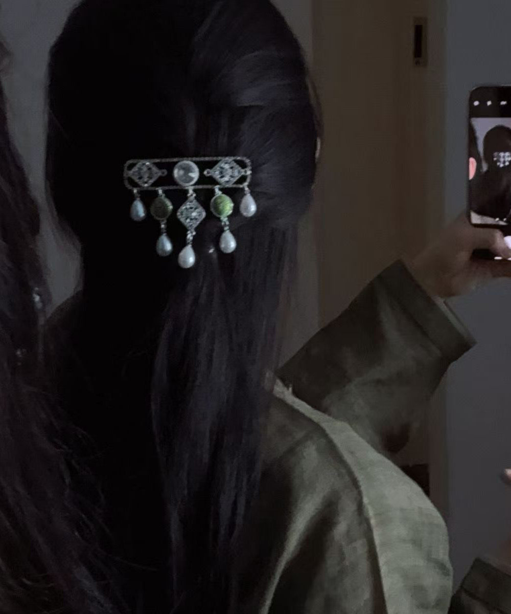 Épingles à cheveux pour femmes style goutte d'eau avec zircon et gland 4