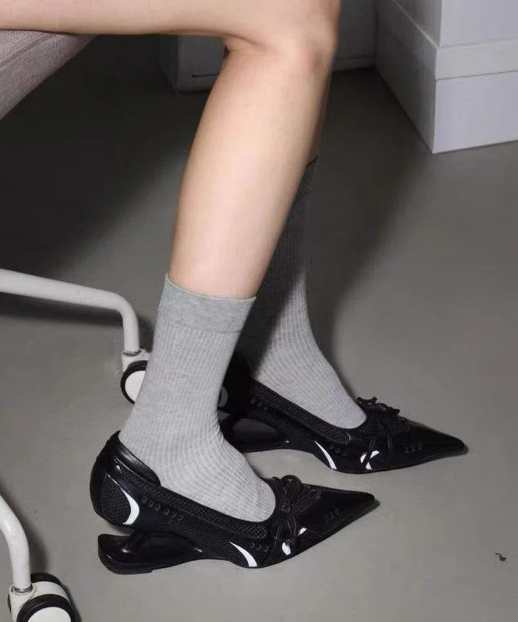 Escarpins Compensés Femme à Bout Pointu avec Nœud 0