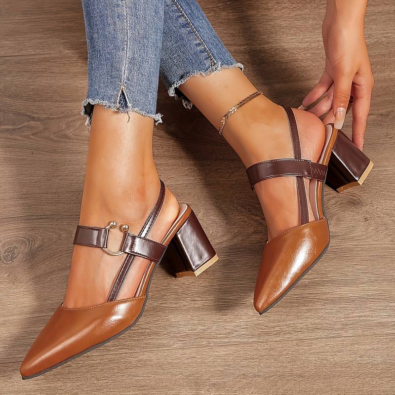 Escarpins Femme Color Block Talon Bloc Chic et Confortable 0