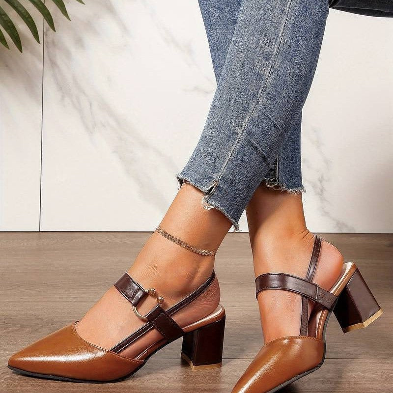 Escarpins Femme Color Block Talon Bloc Chic et Confortable 2