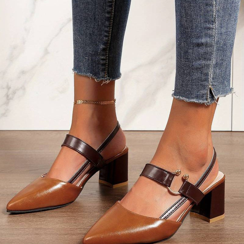 Escarpins Femme Color Block Talon Bloc Chic et Confortable 3