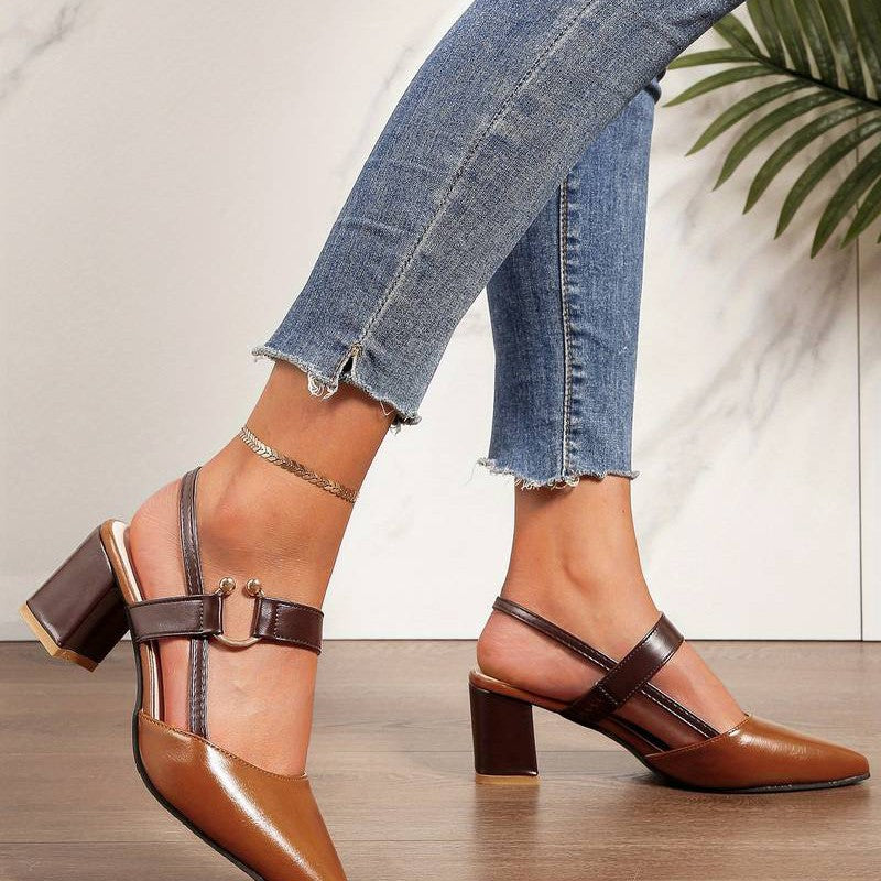 Escarpins Femme Color Block Talon Bloc Chic et Confortable 4
