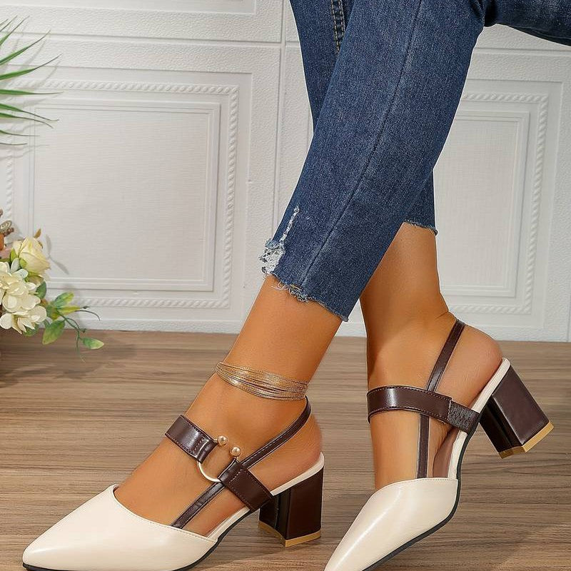 Escarpins Femme Color Block Talon Bloc Chic et Confortable 6