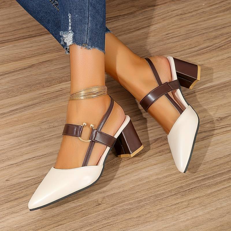 Escarpins Femme Color Block Talon Bloc Chic et Confortable 7