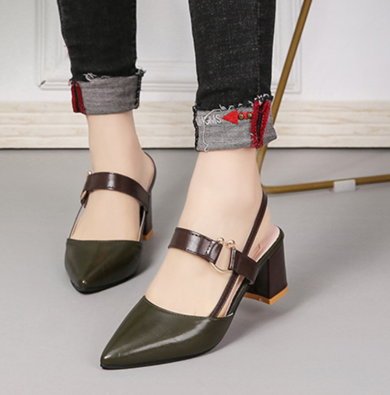 Escarpins Femme Color Block Talon Bloc Chic et Confortable 8