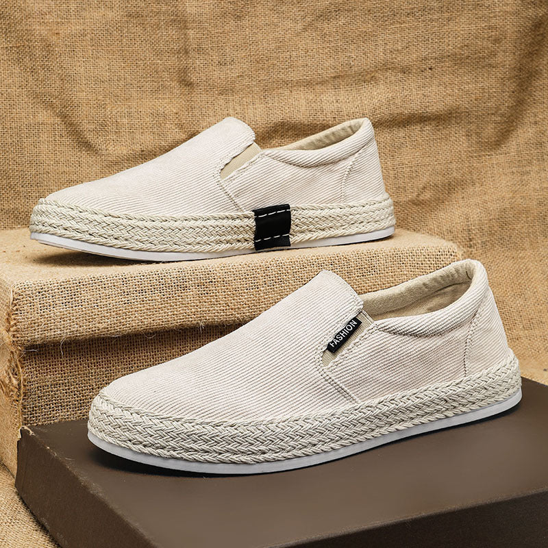 Espadrilles pour Hommes en Toile Respirante Noir et Blanc 3