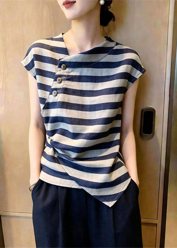 Femme Haut Asymétrique Rayé Style Estival Grande Taille 2